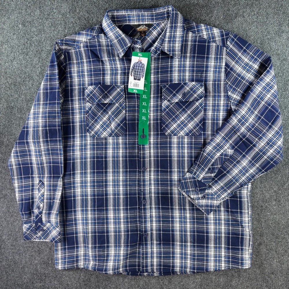 Pacific Trail Button Down Shirt Mens XL Blue Plaid Long Sleeve NWT Flannel Work